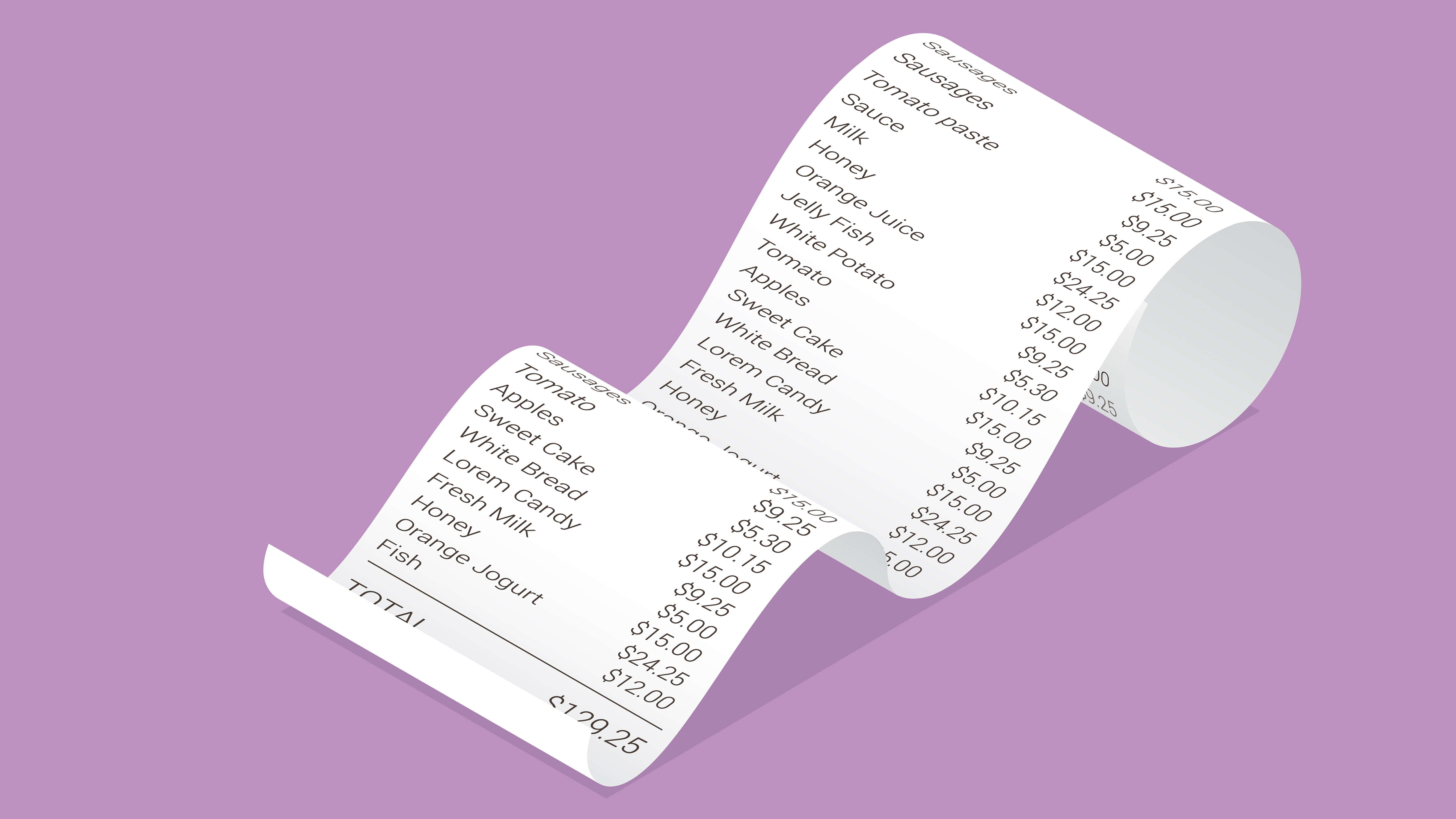 Бумажный счет. Кассовый чек на бумагу а4. Длинный чек рисунок. Shop Receipt. Self-Coping paper Receipt.