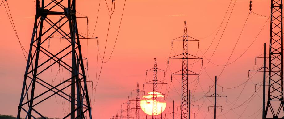 Power lines at sunset