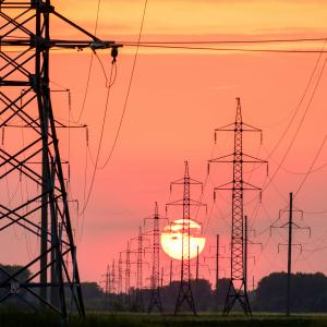 Power lines at sunset